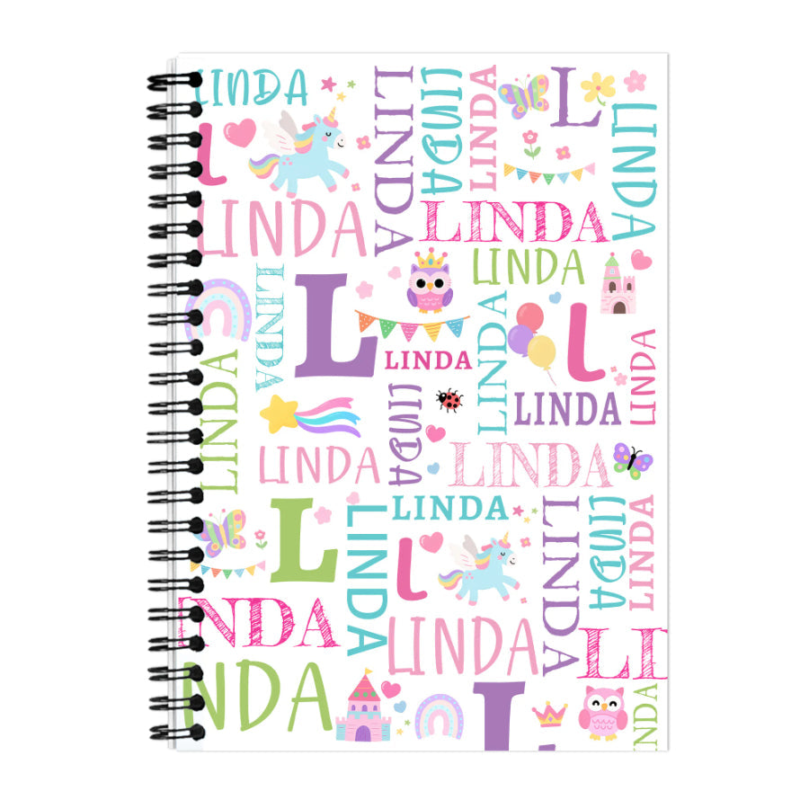 Custom Name Unicorn Dinosaur A5 Notebook – Back to School Gift for Kids