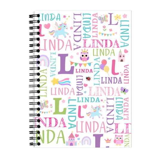 Custom Name Unicorn Dinosaur A5 Notebook – Back to School Gift for Kids