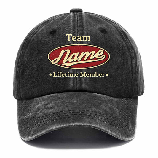 Personalized Team Lifetime Member Washed Baseball Cap