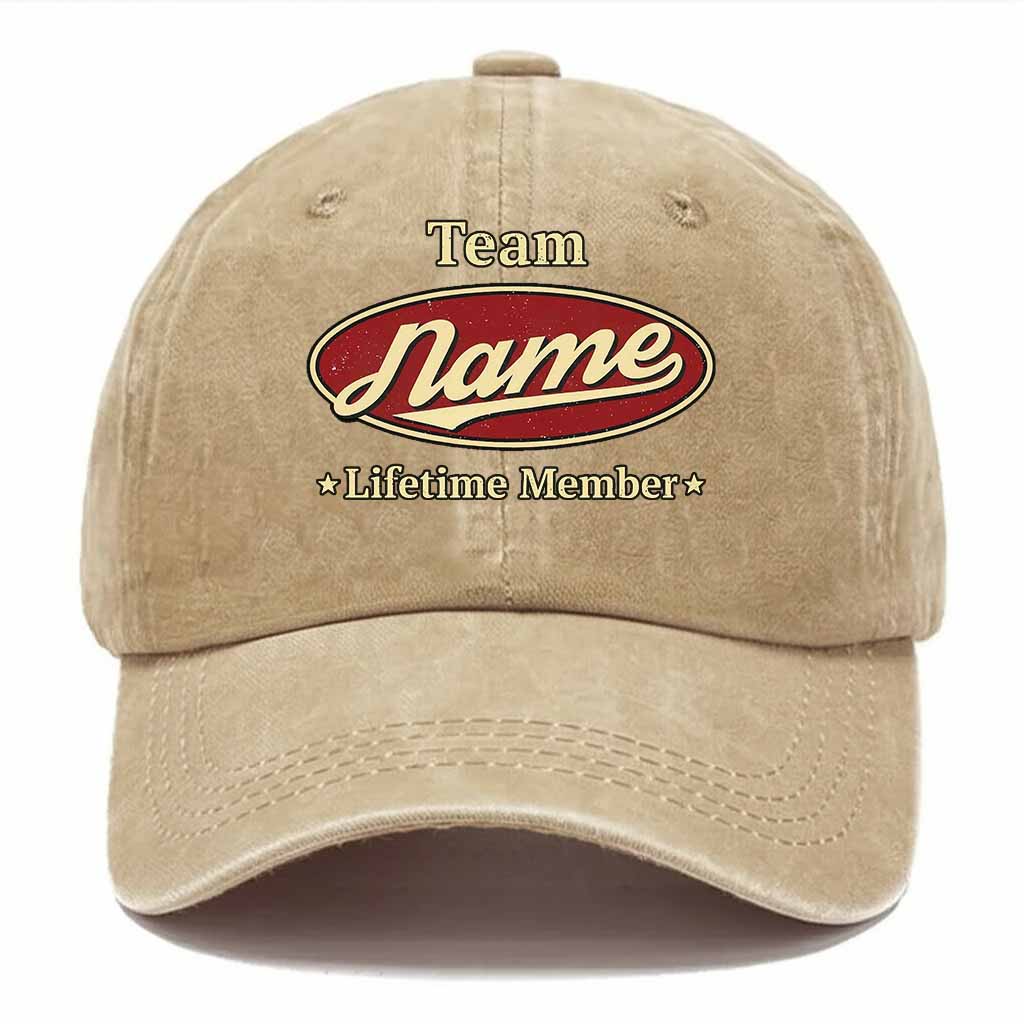 Personalized Team Lifetime Member Washed Baseball Cap