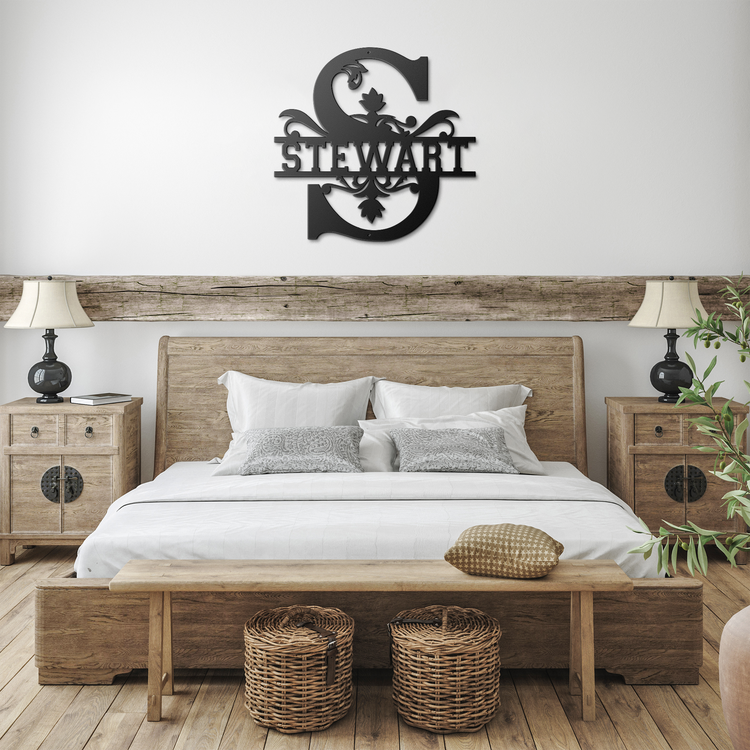 Stewart_Family_Monogram_Metal_Sign_Black_Farmhouse_Bedroom_Mockup.png